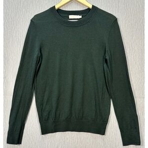 TORY BURCH Hunter Green 100% Merino Wool Sleeve Button Accent Sweater Size Med.
